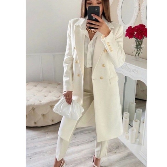 Zara Jackets & Blazers - Zara White Italian Wool Peacoat New With Tags